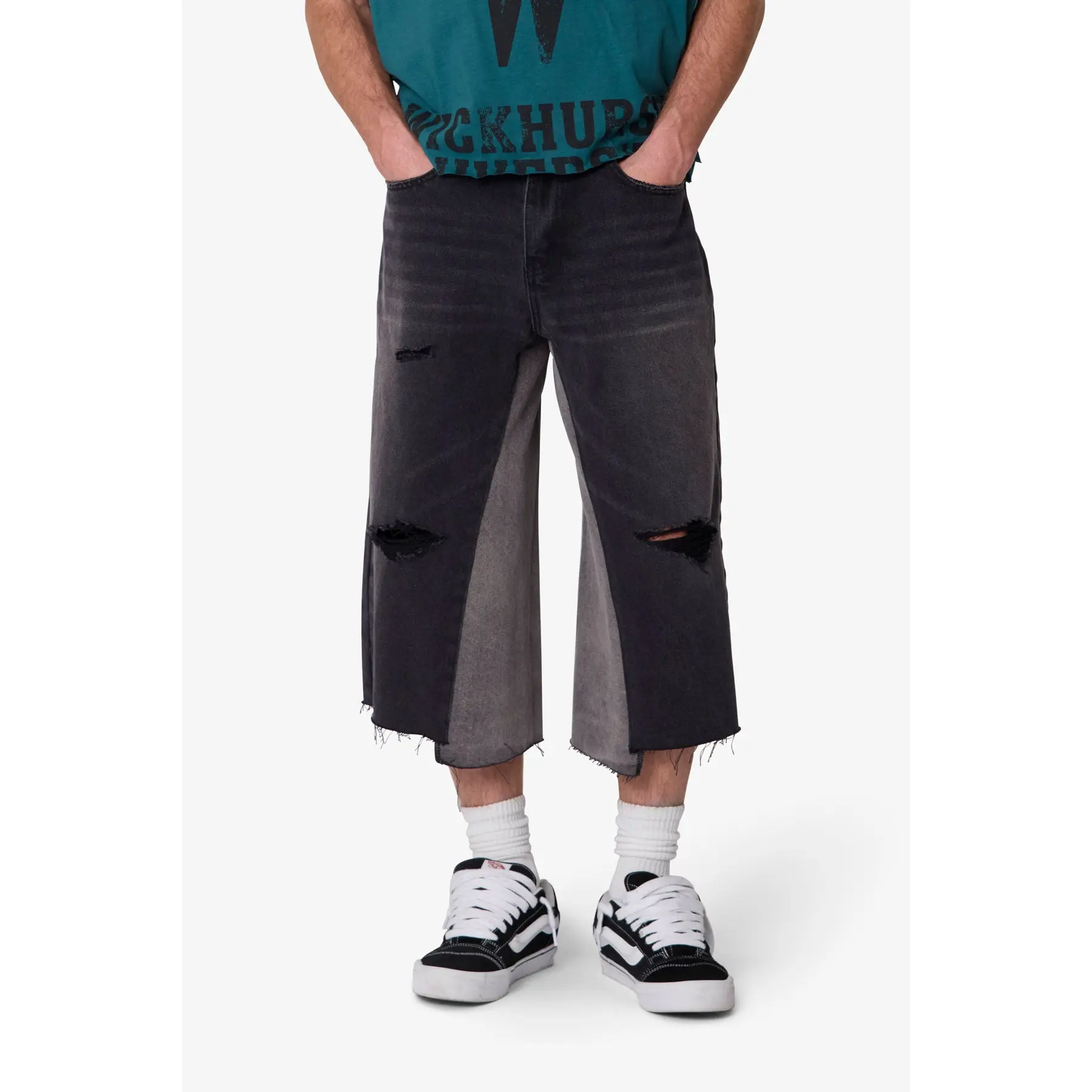 mnml Panelled Denim Shorts - Washed Black