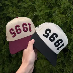 1995 Upside Down Hat 3D Puff Text, Two Tone Snapback with embroidered Personalized text