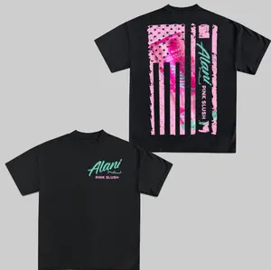 Alani Nu Pink Slush US Flag T-Shirt, Energy Drink Summer Drinking 2-Sided, Summer Outfit Menswear Womenswear Casual Unisex Cotton