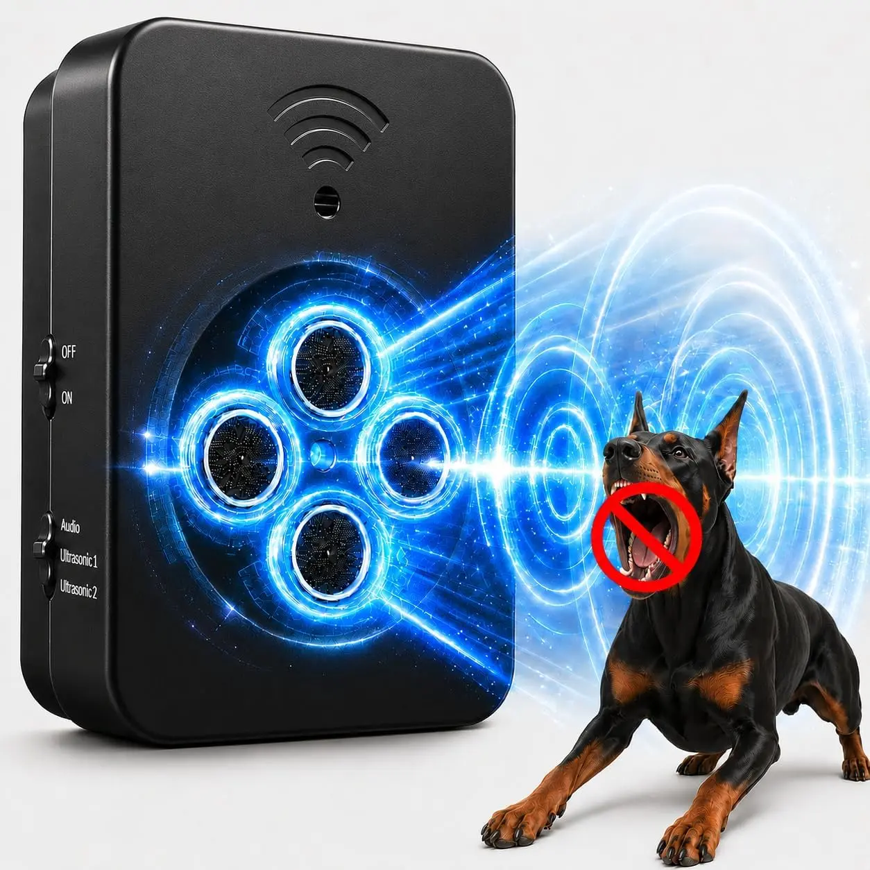 Ultrasonic Anti-Barking Device for Dogs, USB Rechargeable Automatic Bark Deterrent with 50 ft Detection Range, 3 Training Modes for Indoor and Outdoor Use