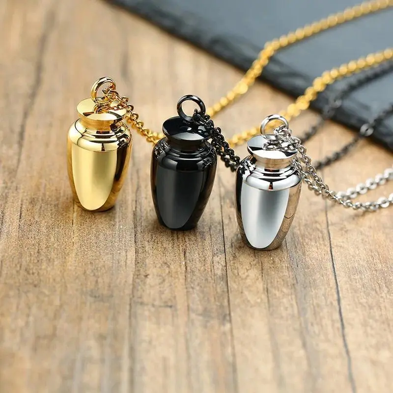 Cremation Ash Urn Necklace Pendant - Unisex Fashion Costume Jewelry Accessory, Memorial Urns Gift, Spiritual Meaningful Present