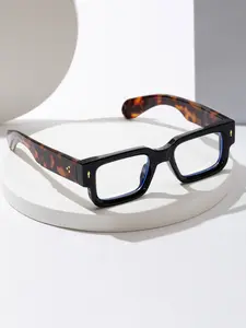 Trendy Thick Square Frame Glasses For Men Stylish Retro Transparent Lens Rectangle Glasses Men Women Elegant Eyeglasses Frame Male Clear Lens Fashionable Frames Glasses