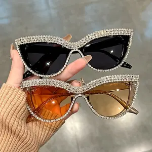 Women's Rhinestone Cat Eye Glasses - Shining composite frame decorative glasses, suitable for balls, costume parties and special occasions, durable and stylish accessory, luxurious eyewear craftsmanship