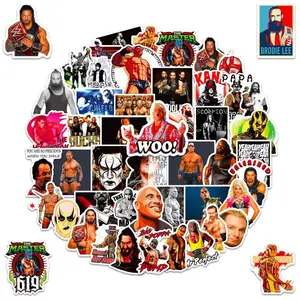 50 Wwe Wrestling Stickers, Professional Wrestling Show Sports Figure Stickers, Printed Stickers for Fans, Collectible Wwe Merchandise, Sticker Set