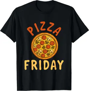 Pizza Friday - Food Lover Pizza Baker Italian Food T-Shirt Pure Cotton Graphic Tees Menswear Top: Gifts for Men & Women