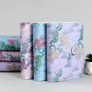 vintage binder,Flower Embroidery Refillable Journal, A6 Binder 6 Ring, Small Refillable Notebook, Sketchbook, Travel Diary for Women, Teen Girl Gifts, Yellow Golden Bell, Budget Binder, Planner Binder