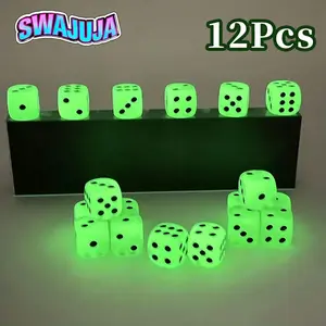 12Pcs Glowing Dice Set, 16mm Round Numbered Dice, Ideal Party Accessories for Nightclubs, Bars, Ktv Entertainment