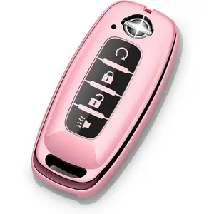 for Nissan Key Fob Cover 4 Buttons Car Key Case Pathfinder Rogue Armada Kicks 2026 2025 2024 2023 Accessories