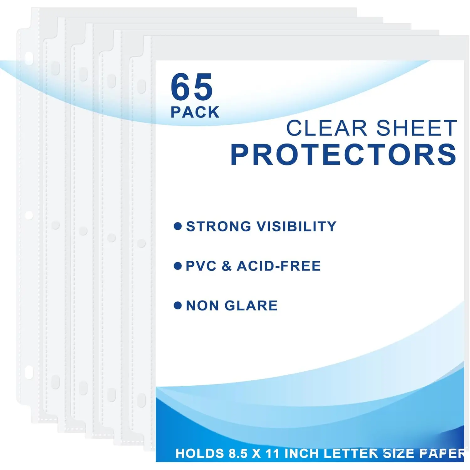 65 Pack Clear Sheet Protectors, 8.5 x 11 inch Page Protectors for 3 Ring Binder,Top Loading Paper Protector for Documents and Photos,Letter Size
