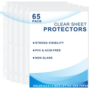 65 Pack Clear Sheet Protectors, 8.5 x 11 inch Page Protectors for 3 Ring Binder,Top Loading Paper Protector for Documents and Photos,Letter Size