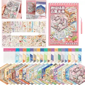 3D Sticker Scene Book,Sticker Therapy for Adults,Include 20 Beautiful House Isometric 3D Space DIY Scene Stickers Book,Cute Art Stickers for Girls