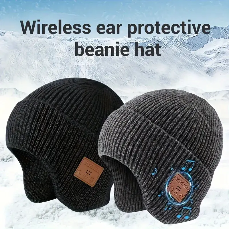 New Wireless Beanie Hat with Music Headphone Design - USB Rechargeable, Noise-Canceling, Open-Back, Detachable, Ideal for Outdoor Activities, Winter Headwear|Musical Theme Hat|Wireless Headphones, Musical Beanie Hat, Headset, Gaming HeadMens&womens Gifts