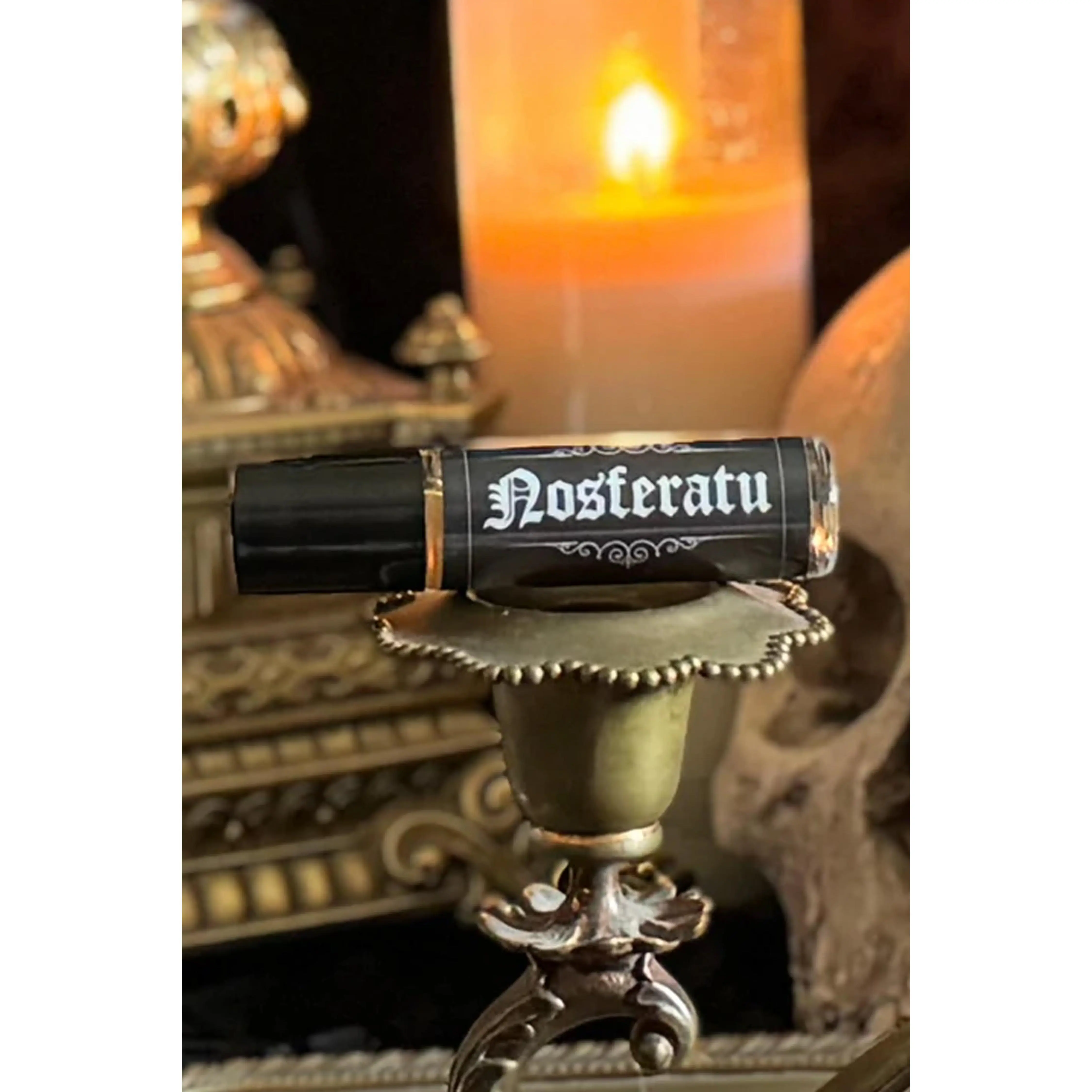 Seance Perfume Roller - Nosferatu 10 ML Glass Bottle with Stainless Steel Rollers Featuring Incense Stone Smoke Candle Wax Roses Strawberries Wine and Resins