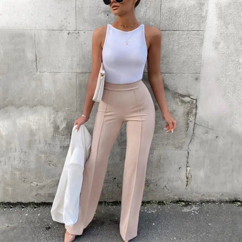 New styleWomen's Slim Bell-Bottoms Trousers Trendy Spring Autumn Pants Office Lady Solid Color Flared Trousers