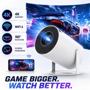 HY300Pro+ Portable Mini Projector, 4K Decoding Smart Projector with WiFi 6, 5GHz WiFi & Bluetooth 5.0, 720P HD Native Resolution, 290 ANSI Lumens, Compact Outdoor Movie Projector for Home Theater, Bedroom, Gaming, Travel & Backyard Movie Night