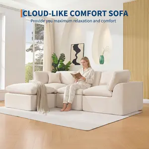 Modular Sectional Sofa, 110'' Sponge Compression Sofas, Sectional Couches, No Assembly Required