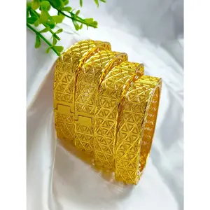4pcs African Golden Women's Wheat Ear Bracelet India Middle East Nigeria Wedding Luxury Plated Jewelry Brazil Bracelet