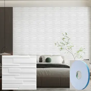 FLOLEOPA PVC Plastic 3D Wall Panels, Waterproof and Fire-Resistant, 11.8x11.8 inches, Approx. 1mm Thickness. Ideal for Living Rooms, Bedrooms, Hotels, Offices, Game Rooms, and TV Feature Walls. Modern Home Decor Vinyl. Includes Installation Accessories.