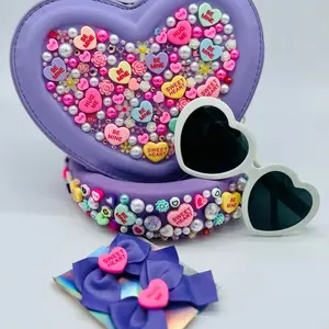 Sweet Heart Valentine’s Day Junk Charm Purse, Shades, Headband, Bows  - Elegant Design for a Heartfelt Gift with Unique Charm Elements