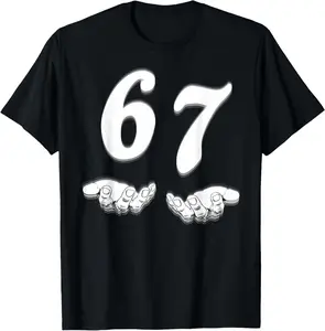 100% Cotton Funny Six Seven 6 7 Meme Gen Alpha Slang T-Shirt Casual Graphic Fashion Shortsleeve