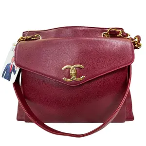 Pre-owned CHANEL Leather Shoulder Bags CC Bordeaux Timeless Turn Lock Gonzal Large Caviar Should Purse