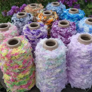 Fantasy Flower Eyelash Yarn with Petals – Lace Weight Novelty Textured Yarn for Knitting & Crochet