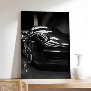 Close Up Porsche 911 Poster  Black And White Wall Decor,bedroom Canvas Posters, Hall Wall Art, Bathroom Canvas Posters(Note: Frame shown for display only)