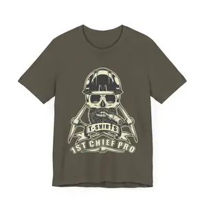 T-shirt for Man and Woman. T-shirt with Print Skull with Beard in Hard Hat and Pickaxes. Ribbon. Print Shirt in Vintage Style, Men Shirt, Construction Shirt, Best Gift, Women Shirt, Gift T-Shirt, Work Shirt, Work T-shirt for Men and Women, Work T-Shirt
