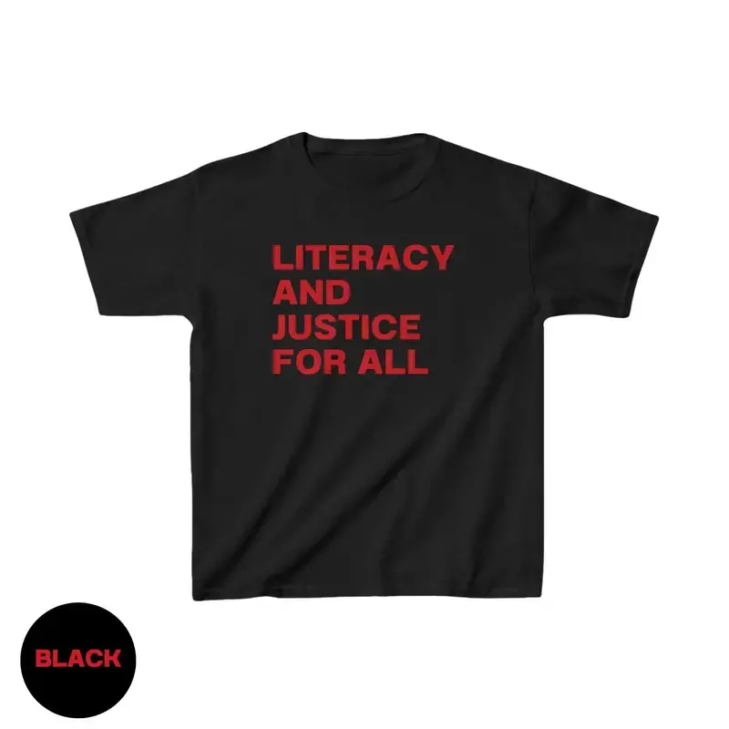 Reading Shirt For Women Literacy And Justice For All Baby Tee Book Lover Graphic Tee Book Club Shirt Reading Girly Y2K Baby Tee 90s Baby Tee