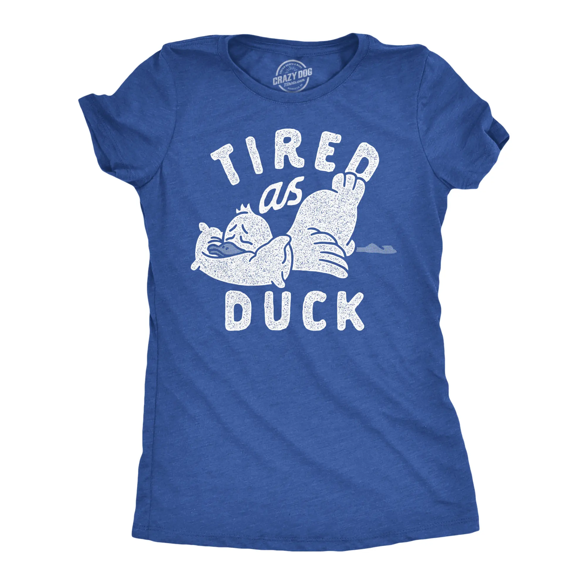Womens Tired As Duck Funny T Shirts Sarcastic Animal Graphic Tee for Ladies Funny Womens T Shirts Cute Vintage Fashion Casual Ladies T-Shirt Gift Sarcastic Tops for Women Funny Animal Top Women's Novelty Tees Royal -