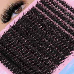 280 Clusters DIY Lash Set, D Curl 8-16mm Mixed Length Fluffy Volume Individual Cluster Lashes, Soft & Reusable Eyelash Extensions, False Eyelash Extensions, Beginner-Friendly & Easy To Apply, Travel Essential For On-the-go Makeup, DIY False Eyelashes