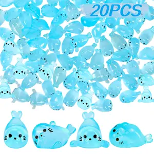 20pcs Glow-In-Dark Mini Resin Sculptures Ocean Animal Home Decorations, Glowing Seal Statues, Fairy Garden, Aquarium, DIY Crafts, Holiday Gifts