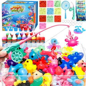 Magic Water Elf DIY Handmade Toy Set with Fishing Rod & Animal Molds, Aqua Fairy Water Beads Making Kit for Kids, Creative STEM Arts Crafts Supplies, Fun Educational Birthday Gift for Boys Girls Ages 3+ for Indoor Parent-child Interactive Play