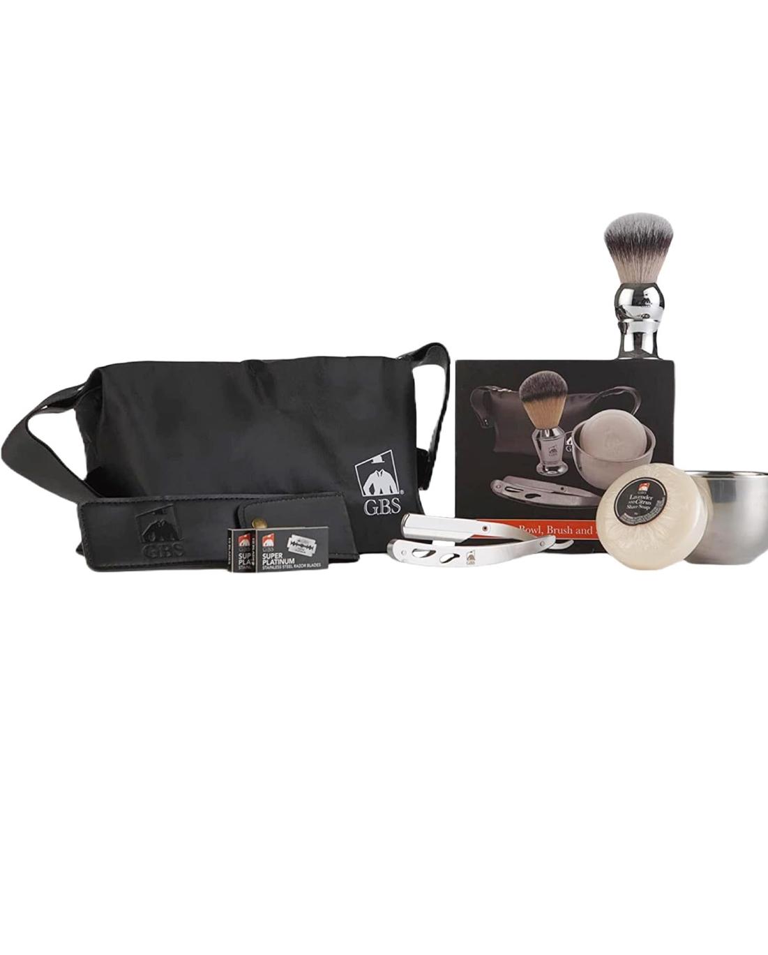 G.B.S Shavette Straight Razor Shaving Kit Wet Shave Grooming Set for Men beard Shaving Detailing Barber Razor, Shaving Brush Travel Toiletry Bag, Shave Soap, Bowl, Double Edge Razor Blades Gift set oil G.B.S Shavette Straight Razor Shaving Kit Wet Shave Grooming Set for Men beard Shaving Detailing Barber Razor, Shaving Brush Travel Toiletry Bag, Shave Soap, Bowl, Double Edge Razor Blades Gift set oil