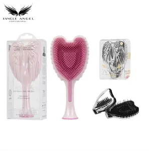 Tangle Angel 2.0+Portable PRO Titanium HairBrush with Mirror set Haircare Heatless 【Daily+Travel use】