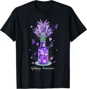 Cute Purple Flower National Epilepsy Awareness 2021 T-Shirt - Elizabethmc Shop 57B09FJY13DT