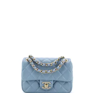 Pre-owned CHANEL material Messenger Bags Textured CC Classic Single Flap Bag Quilted Caviar Mini by Rebag