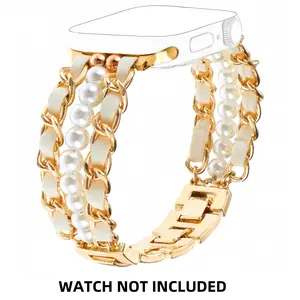 Faux Pearl Decorated Watch Band, Fashionable Watch Band for Women, Stylish Jewelry Wristband for iWatch Series, Watch Straps