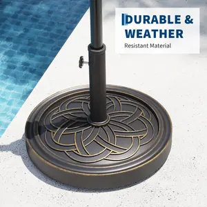 Heavy Duty Rust Resistant Patio Umbrella Base, 26.5 LB Round Resin Umbrella Holder Stand, Adjustable Adapter Fits 1.5"-2.1" Poles, Universal Support for 7.5 to 11 FT Market Outdoor Umbrellas, Antique Bronze-party gift
