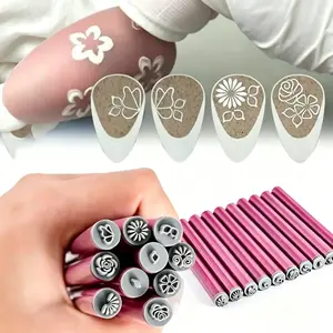 6 PCS Nail Art Stamp Pen Set, DIY Manicure Kit with Flower Stamp Pen, Various Patterns Stamper and Dotting Tools, Silicone Nail Stamping Kit for Women Girls Home Salon Nail Design