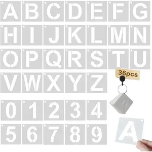 2 Inch Reusable Letter & Number Stencils - 36 Pcs Alphabet Art Craft Templates
