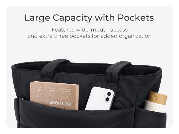 BAGSMART Lightweight Puffy Tote Bag with Compartments for Women, Quilted Shoulder Bag Handbag for Travel and Work Handbag for Travel and Work TikTokShopHolidayHaul