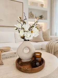 MODERN CERAMIC VASE WITH MAGNOLIAS