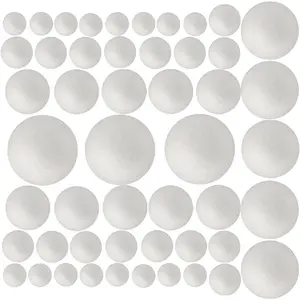 50 Pack Craft Foam Balls, 5 Sizes(1-2.4 Inches), White Smooth Polystyrene Round Balls for Arts and Crafts, Christmas DIY, Home School Craft Projects and Holiday Party Supplies