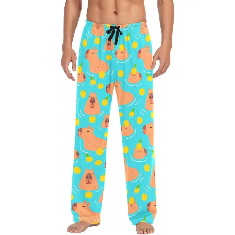 Men's Cute Capybara Pajama Pants Cotton Soft Comfy Sleep Lounge Pants Pjs Bottoms