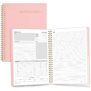 Half-page, half-line notebook - 7.5"x10" professional work notebook - 160 pages, B5 size project planner, spiral-bound meeting agenda/record organizer, suitable for both men and women, for note-taking, office and business use
