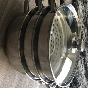 12.8in 3 Tier Stainless Steel Steamer Pot Multipurpose Stainless Steel Steam Pot Cookware Steamer Pot with Lid for Cooking Vegetable Stock Sauce Food