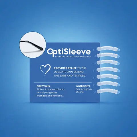 OptiSleeve Soft Silicone Ear Grips (4 Pairs) | Anti-Slip Eyeglass Temple Covers | Fits 3mm to 8mm Arms Only, Ears, Comfortable
