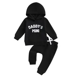Ma&Baby Toddler Baby Boy Clothes Fall Winter Outfits Embroidery Daddy's Mini Hoodie Sweatshirt & Joggers Pant Set