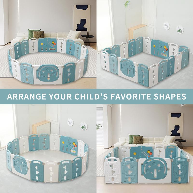Baby Playpen,Foldable Playpen for Babies and Toddlers,Kids Activity Centre Safety Play Yard,Safety Gates for Indoor&Outdoor,Toddler Fence Play Area,Portable, Educational, 18 Panels
